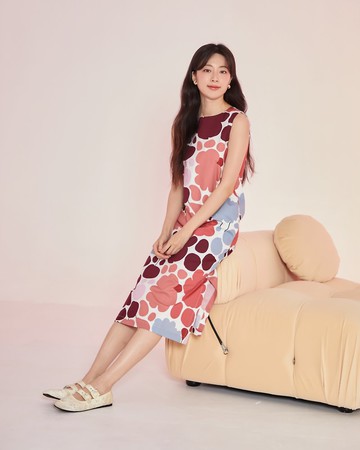 BIRUCHU FLORALISH DRESS - 無袖洋裝，棉質，長洋裝