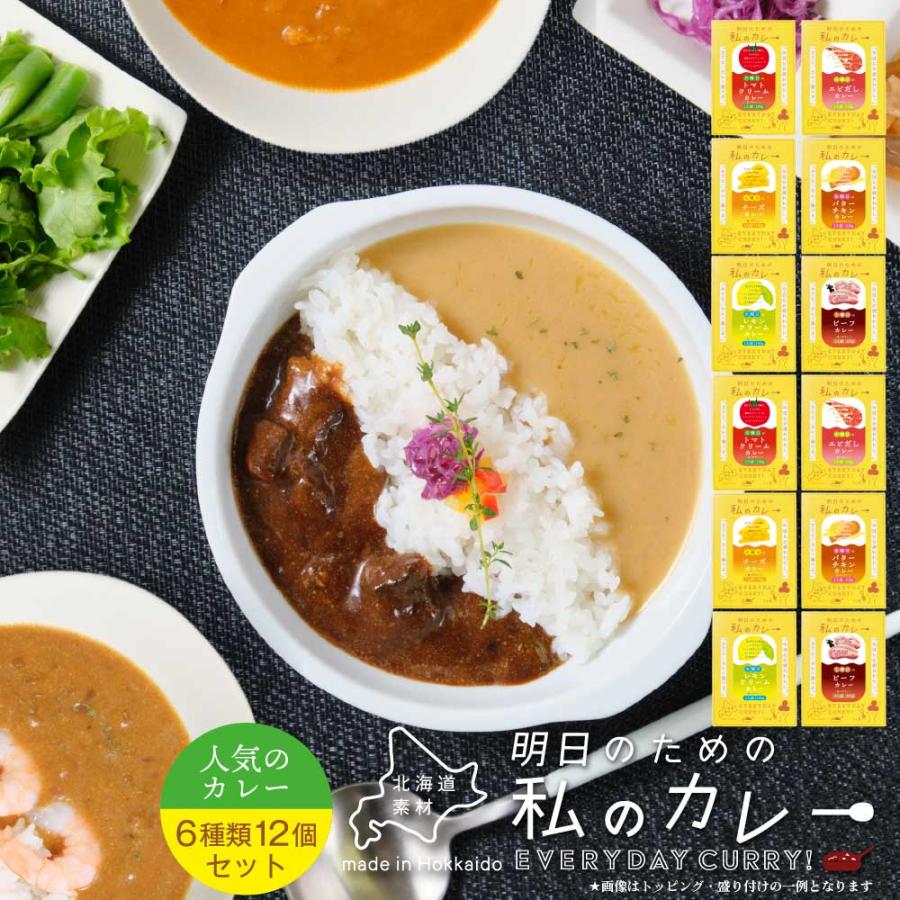 丸市岡田商店 明日のための私のカレー 100g × 6種 × 2セット（12個セット） 送料無料 レトルトカレー ご当地 北海道産 札幌 ギフト お歳暮 御歳暮 クリスマス