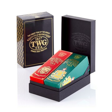 王者之茗【TWG Tea】時尚茶罐雙入禮盒組 國王早餐茶130g+帝王普洱100g(紅茶+普洱茶) ｜蛇年禮盒