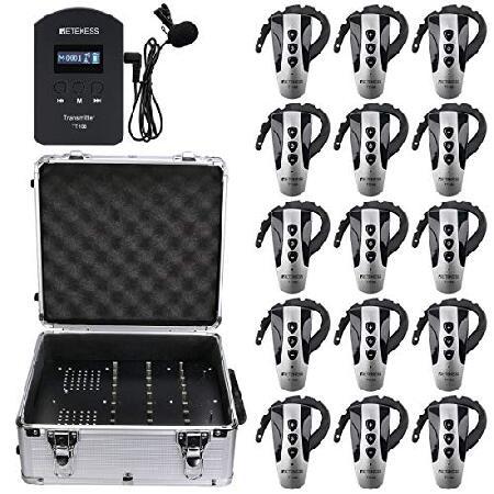 Case of Transmitter and 15 Receivers Charging Case,Retekess TT106,Wireless Tour Guide System,Church Translation System,Ear-Hook Mini Receivers,Tra