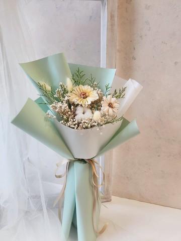 滿天星太陽花畢業花束 中長款 擴香太陽花 畢業花禮 乾燥花花束