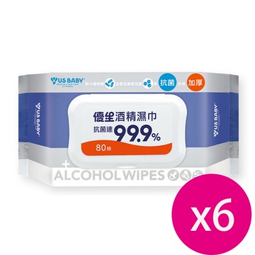 優生 酒精濕巾超厚型加蓋80抽x6包