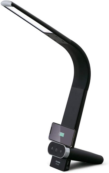 【現貨】IRIS OHYAMA 【日本代購】LED檯燈 Qi無線充電 USB供電端口 LDL-QLDL-B 黑