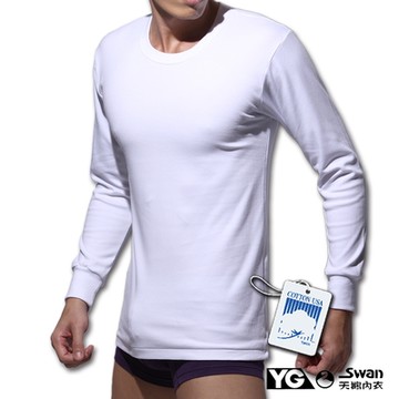 YG天鵝內衣 100%純棉圓領長袖衫-單件