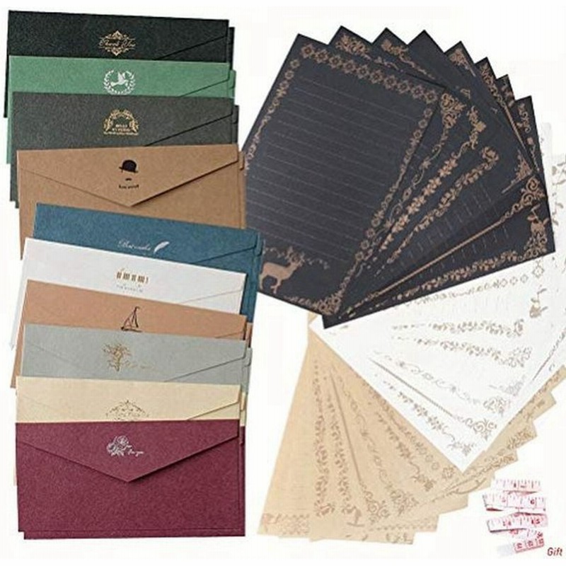 Shiyi アンティークレターセット封筒枚 便箋3色24枚 かわいい メッセージカード封筒付き グリーティングカード バースデーカードを 通販 Lineポイント最大0 5 Get Lineショッピング