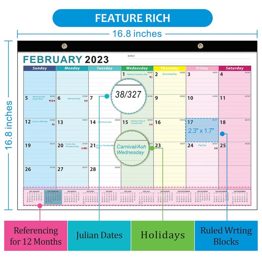 2023年カレンダー、デスクカレンダー2023-2024 2023年1月- 2024年6月、18ヶ月、17インチ x 12インチの...[並行輸入品]