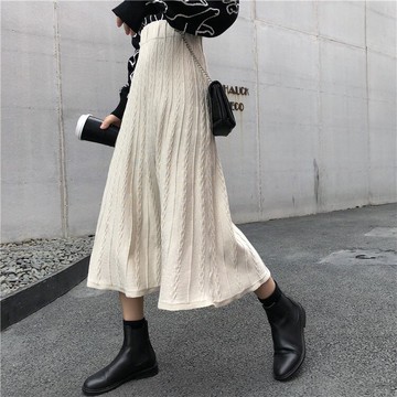 復古麻花針織半身裙女秋冬高腰顯瘦遮跨沒內襯一步裙子配毛衣冬季