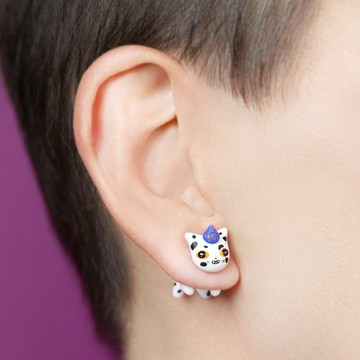 巫婆貓咪耳環 - 送給貓奴的可愛飾品 - 手工藝術