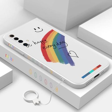 涂鴉彩虹realmex50手機殼卡通oppo真我x50pro保護套全包鏡頭realmex50por防摔液態硅膠軟殼創意ins男女情侶潮