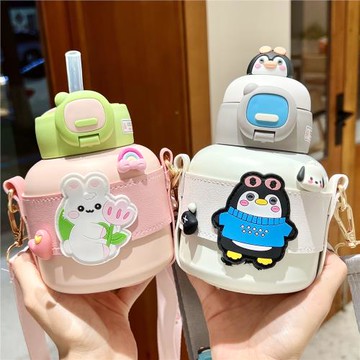 保溫杯女生新款高顏值保冷杯316不銹鋼隨手便攜兒童吸管杯子