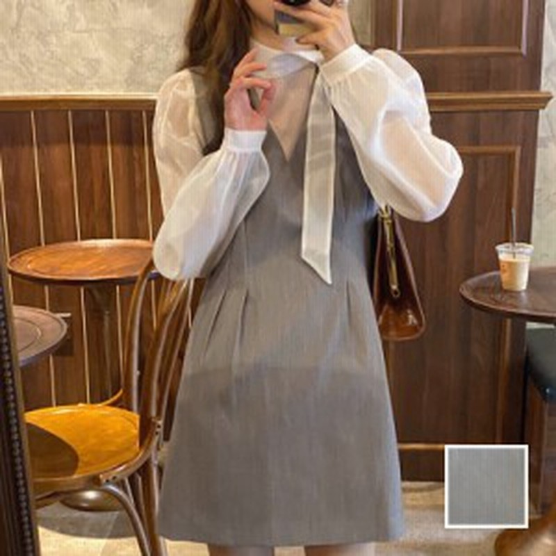 パーティードレス 結婚式 お呼ばれドレス 二次会 セットアップ 春 秋 冬 カジュアル Ptxi918 シアー ブラウス リボン ジャンパースカー 通販 Lineポイント最大10 0 Get Lineショッピング