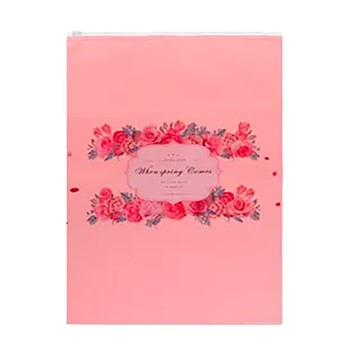 E.City 花色霧面密封拉邊衣物收納袋 3入 PE材質  40x28cm  紅色