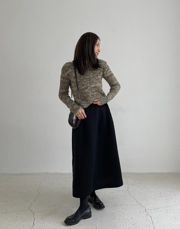 3rd 三天堂 海苔雜色短款圈圈毛衣