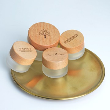 天然櫸木面霜盒分裝磨砂玻璃空瓶diy乳液霜膏盒旅行便攜定制logo