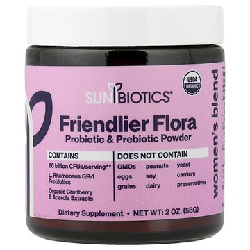 Sunbiotics, Friendlier Flora，女性專用混合物，益生菌和益生元粉，2 盎司（56 克）