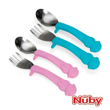 Nuby 不銹鋼叉匙組-太空人【悅兒園婦幼生活館】