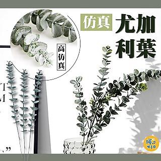 桌上型與牆面仿真綠植 1組8支 仿真北歐風尤加利葉 拍照背景 假花 裝飾 仿真花 插花