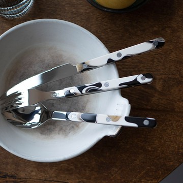 SABRE | Bistrot 復古酒館鈕扣系列 | 主餐叉子 | 亮面 | 沙丘黑