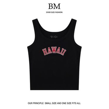 BM Fashion趙露思同款背心hawaii刺繡上衣女bm吊帶衫打底內搭外穿
