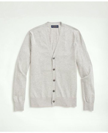 Brooks Brothers Men's Supima Cotton Button-Front Cardigan | Grey Heather | Size 2XL