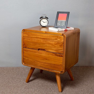 【祈樂森活】夢居二抽床邊櫃/柚木傢俱/手工製作