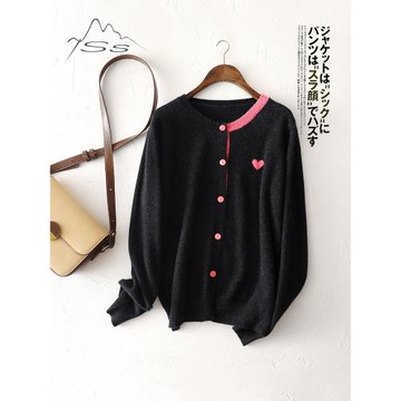 吸睛溫婉好配色~羊絨開衫女薄款100%純山羊絨圓領毛衣針織衫外套