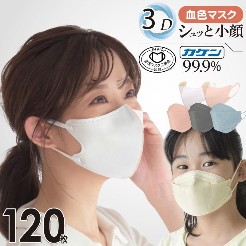 国内在庫】 3D立体マスク パープル×レッド 120枚セット 韓国 小顔 セット販売 お得