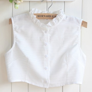 [米蘭精品] 假領子襯衫領片-純棉荷葉邊立領背心式女裝配件2色73vk7