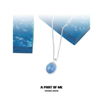 一抹透心涼 925純銀項鏈不掉色小眾海藍寶項鏈高級冷淡鎖骨鏈