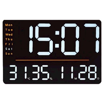 萬年曆LED電子掛鐘 時間/日期/溫度/星期顯示 雙色顯示 遙控操作  橘色