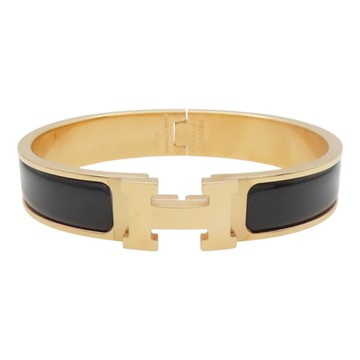 HERMES 愛馬仕 黑色琺瑯 金色鍍金 Clic H 手環 【二手名牌BRAND OFF】