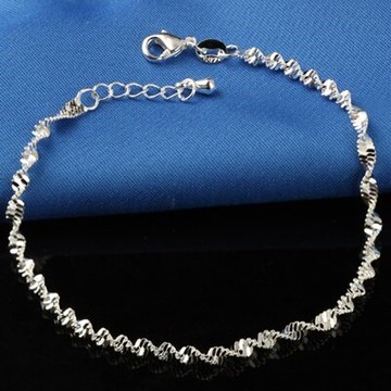 925純銀腳鍊銀飾-時尚可愛水波設計生日情人節禮物女飾品73go27【獨家進口】【米蘭精品】
