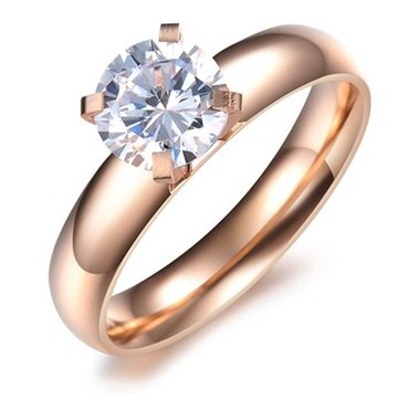 現貨+預購 玫瑰金戒指 銀飾-四爪大裸鑽精美母親節生日情人節禮物女飾品71am40【獨家進口】【米蘭精品】