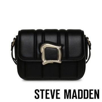 STEVE MADDEN-方形釦飾翻蓋斜背包 BTAVIA-黑色
