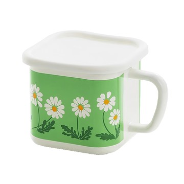 ADERIA 昭和復古琺瑯方形鍋 1450ml 日本製造  12cm  小白花  1個