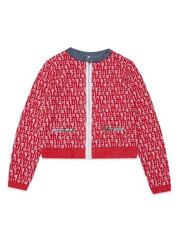 Diesel Kids - Kallorca logo-intarsia cardigan - kids - Cotton/Polyamide - 14 yrs - Red