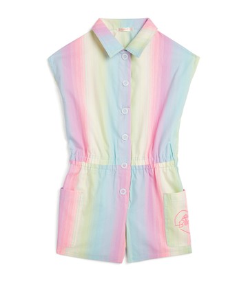 Billieblush Cotton-Blend Striped Playsuit