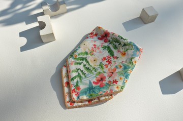 雙面口水巾/有機棉原創小花印花/紗布巾