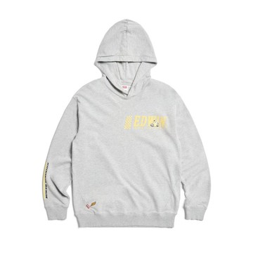 EDWIN 男款 小騎士寬版長袖連帽T恤 (銀灰色) #上衣