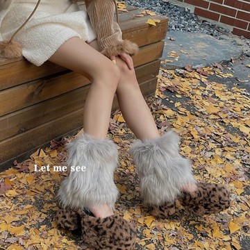 LET ME SEE 各種顏色皮草腿套/20 30cm仿皮草毛毛保暖襪套冬