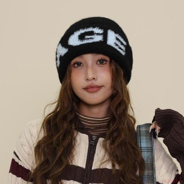 精選好物🌈韓版ins簡約百搭字母針織帽子女秋冬保暖百搭顯臉小學生情侶冷帽