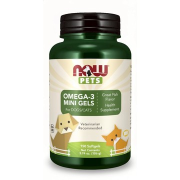 【NOW】寵物OMEGA-3迷你魚油膠囊1瓶(150顆) 膠囊尺寸縮小60%/180mg EPA/120mg DHA