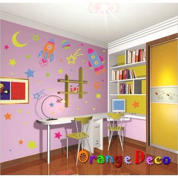 【橘果設計】火箭 壁貼 牆貼 壁紙 DIY組合裝飾佈置