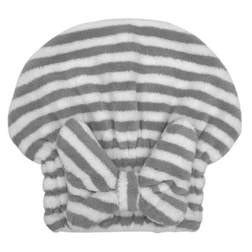 蝶結少女珊瑚絨鬆緊乾髮帽 聚酯纖維80% 彈性纖維20%  灰色  1個