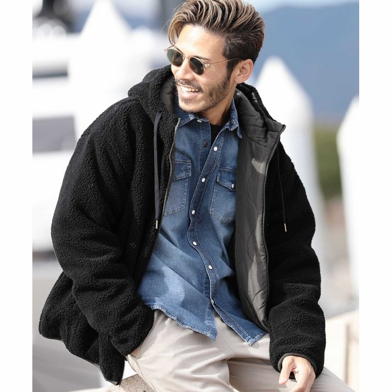 ジギーズショップ 薄中綿リバーシブルボアフリースパーカー ボア パーカー ブルゾン メンズ フード 中綿 フリース メンズ ブラック M Jiggys Shop 通販 Lineポイント最大get Lineショッピング