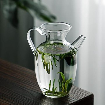 透明仿宋玻璃手執壺綠茶泡茶壺耐熱玻璃貴妃壺復古煮泡茶壺宋執壺
