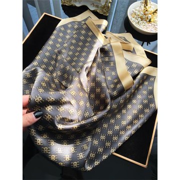 【經典老花】時尚顯氣質的100%桑蠶絲中方巾 春夏真絲絲巾圍巾女