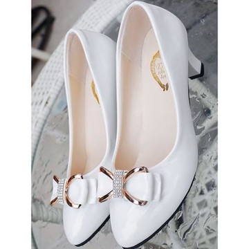 2025春季一腳蹬蝴蝶結高跟鞋甜美淺口單鞋時尚氣質韓版尖頭鞋子女