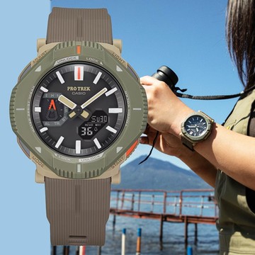 CASIO 卡西歐 PRO TREK 陽能藍芽 耐低溫 旋轉錶圈輕巧戶外雙顯錶-綠 PRJ-B001-5