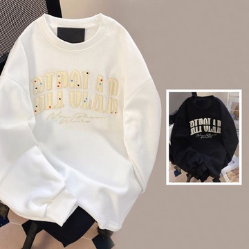 ＊ORead＊加絨加厚刺繡純棉絨圓領衛衣(2色M~2XL)